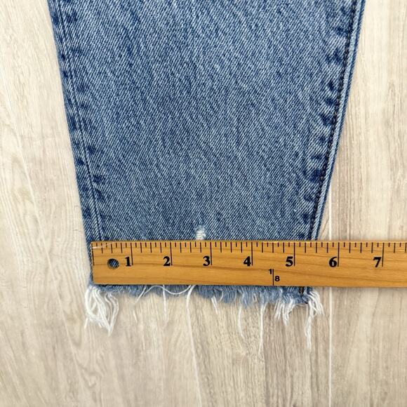 Levi's Wedgie Jeans Womens Sz 25 Straight Button Fly Distressed Hem High Rise - Picture 11 of 16